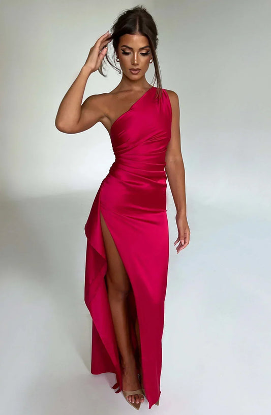 Women's One Shoulder Evening Maxi Dress