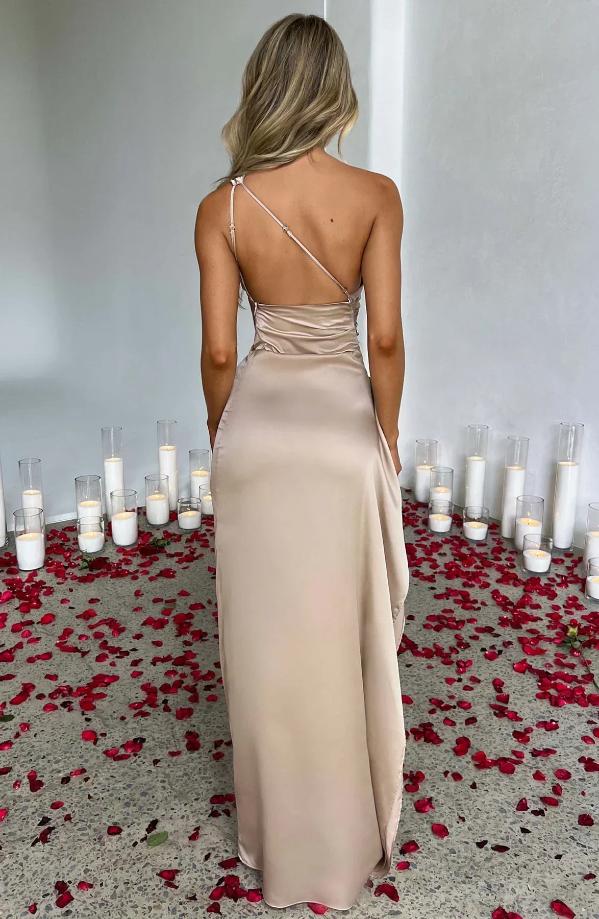 Women's One Shoulder Evening Maxi Dress