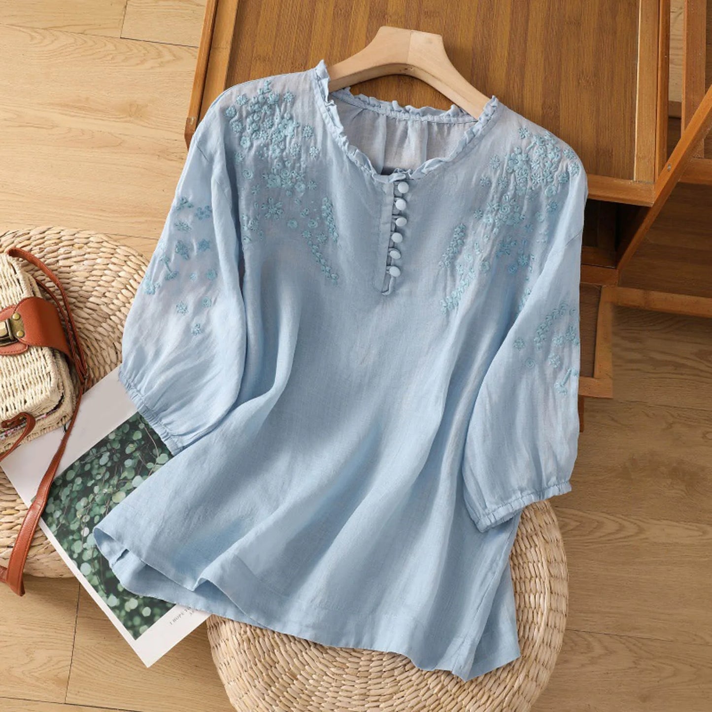 Women's Long Sleeve Blouse – Blue