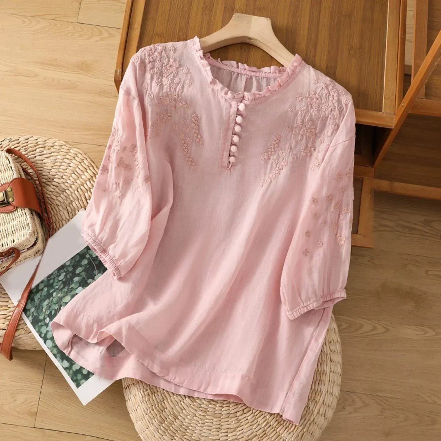 Women's Long Sleeve Blouse – Pink