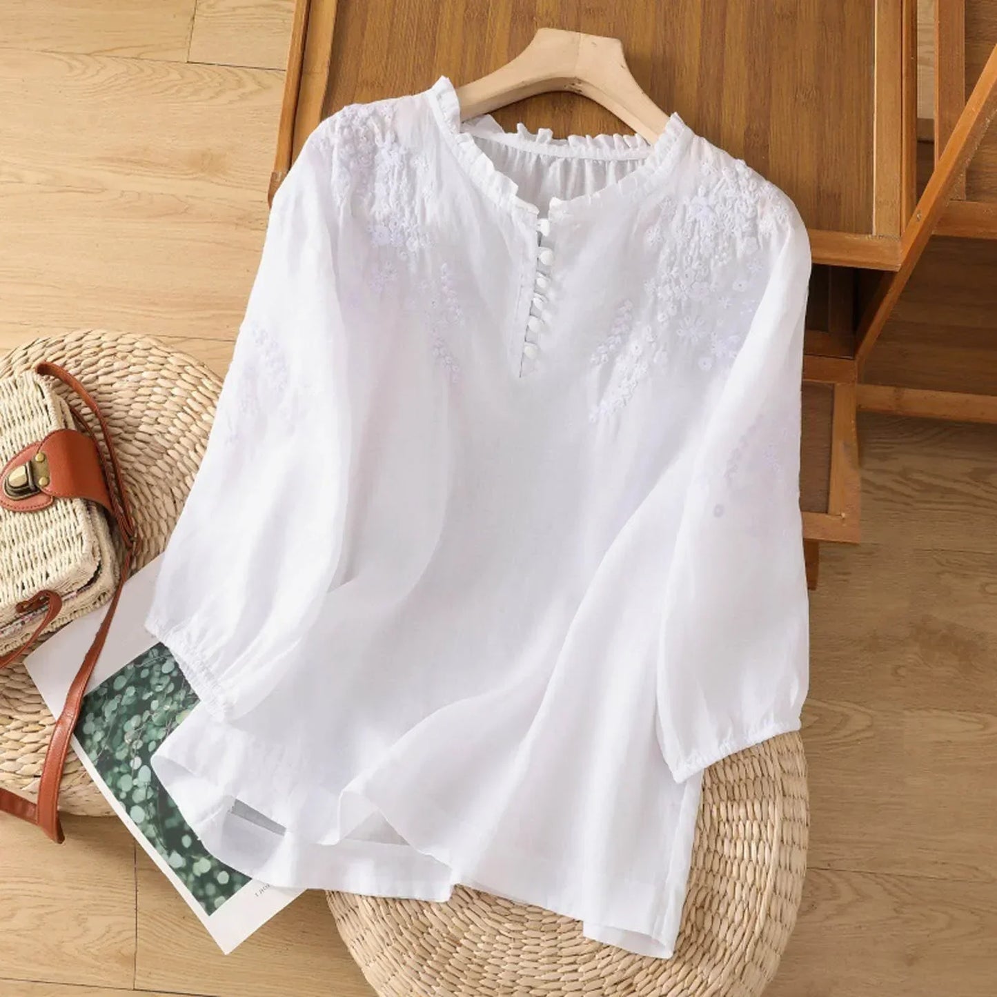 Women's Long Sleeve Blouse – White