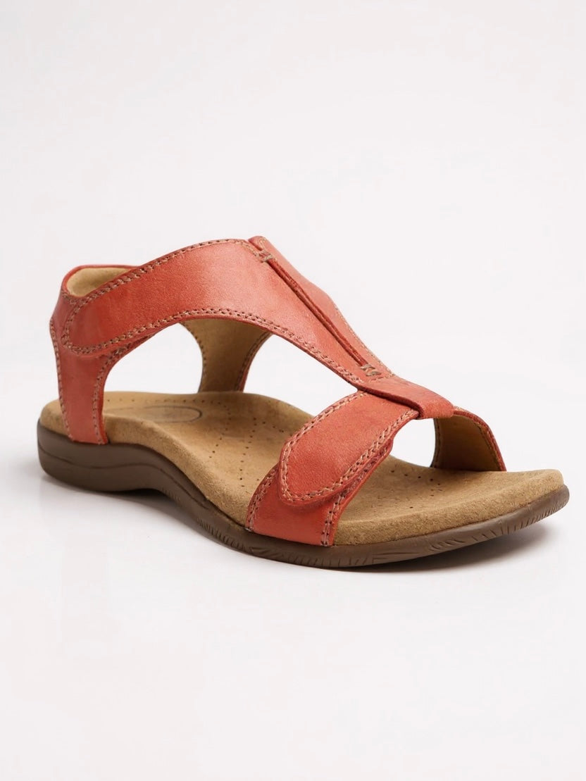 Women's T-Strap Flat Sandals – Watermelon Red