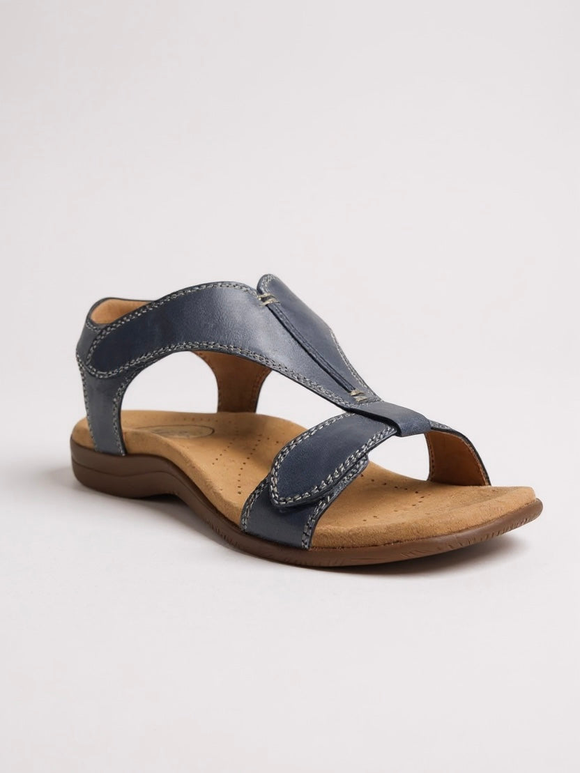 Women's T-Strap Flat Sandals – Blue