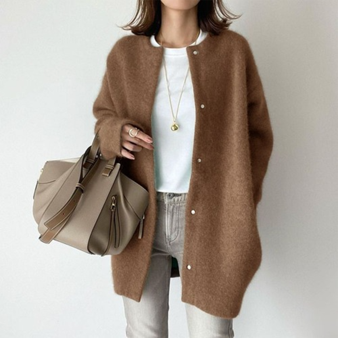 Women's Long Sleeve Cardigan – Brown