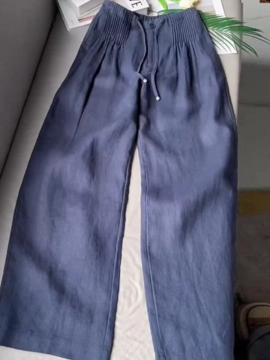 Women's Wide Leg Drawstring Pants – Navy Blue