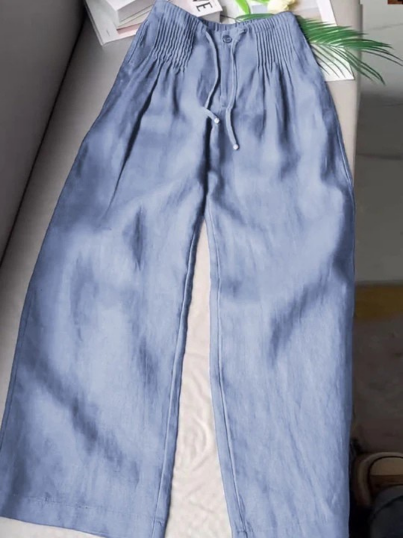 Women's Wide Leg Drawstring Pants – Blue