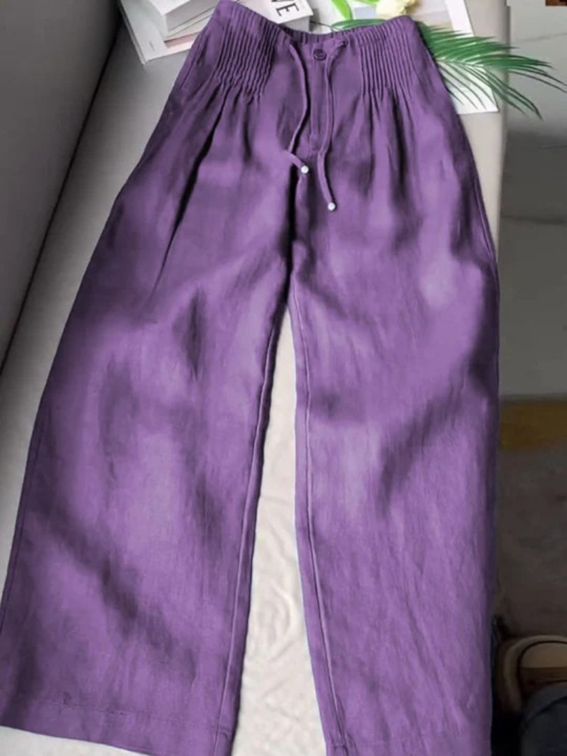 Women's Wide Leg Drawstring Pants – Purple