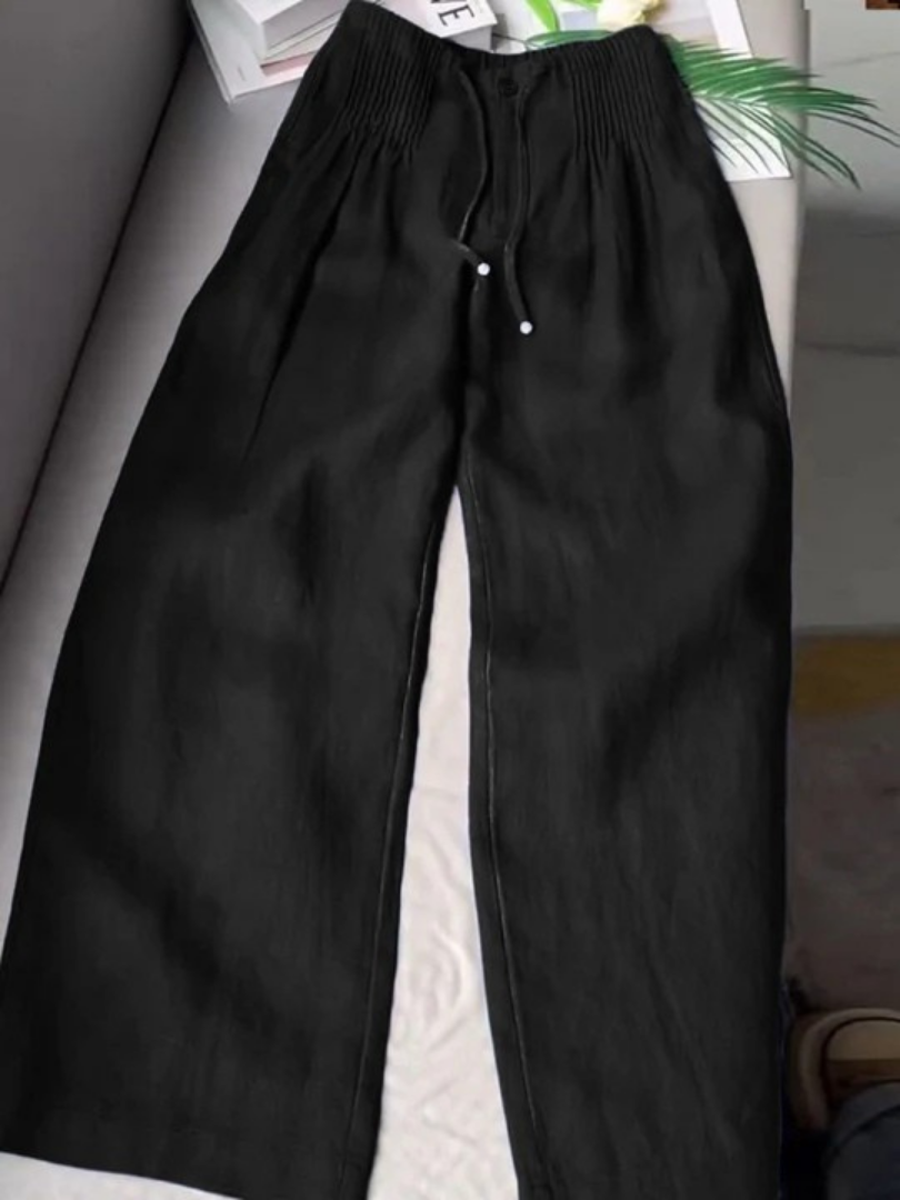 Women's Wide Leg Drawstring Pants – Black
