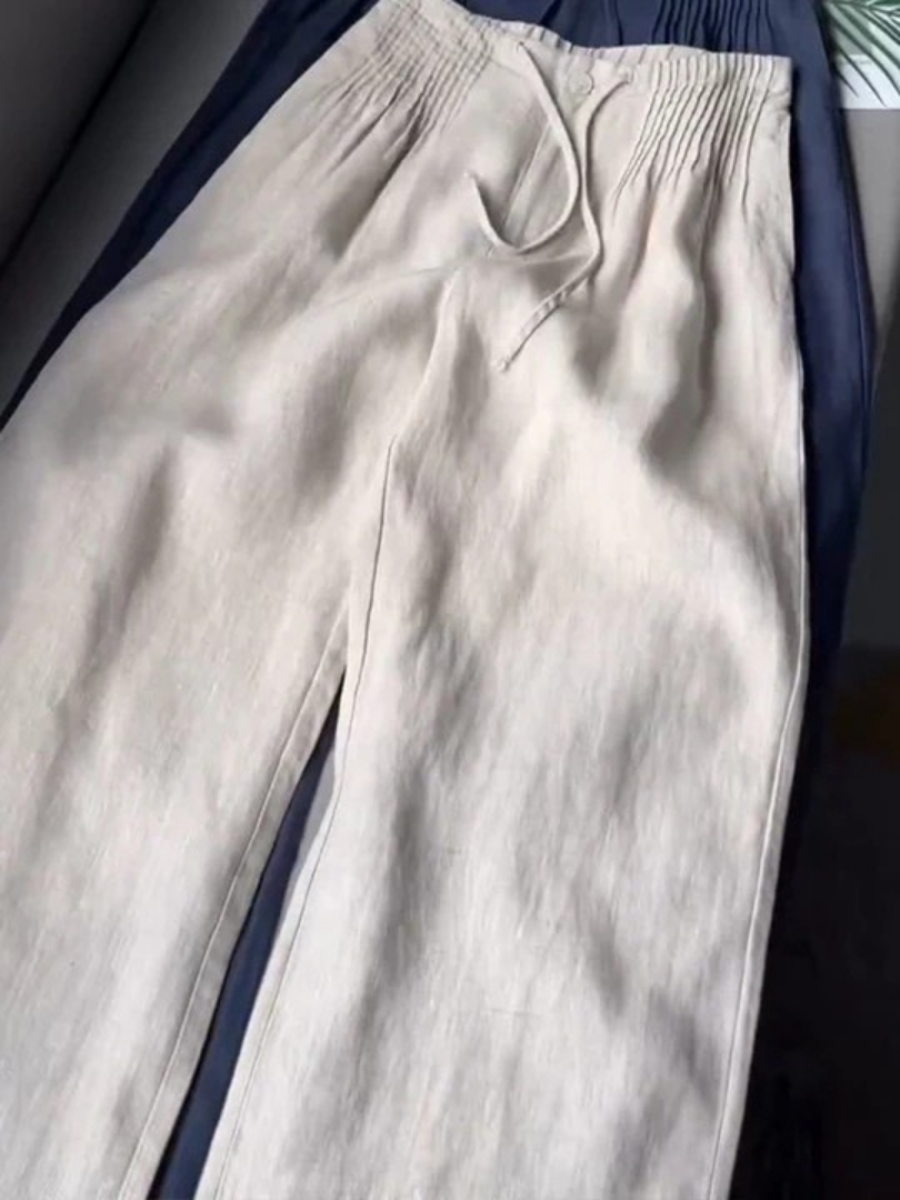 Women's Wide Leg Drawstring Pants – Apricot