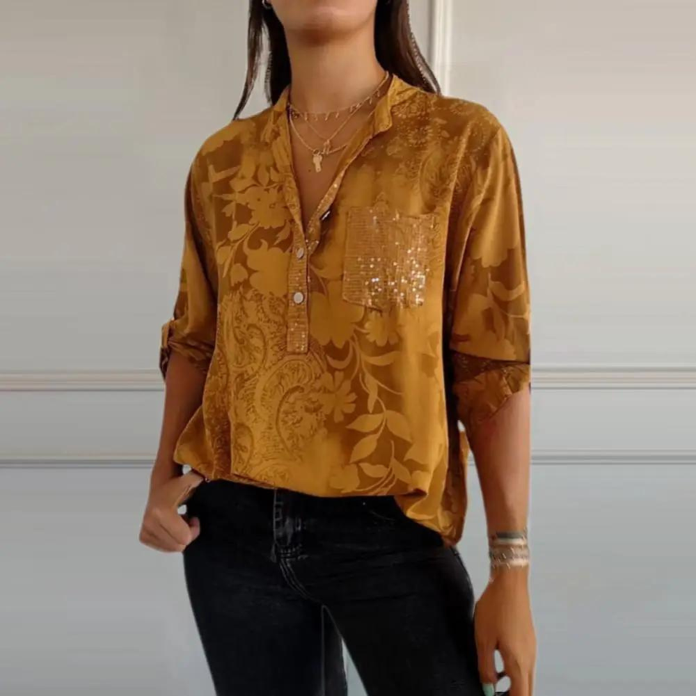 Women's Long Sleeve Blouse – Gold