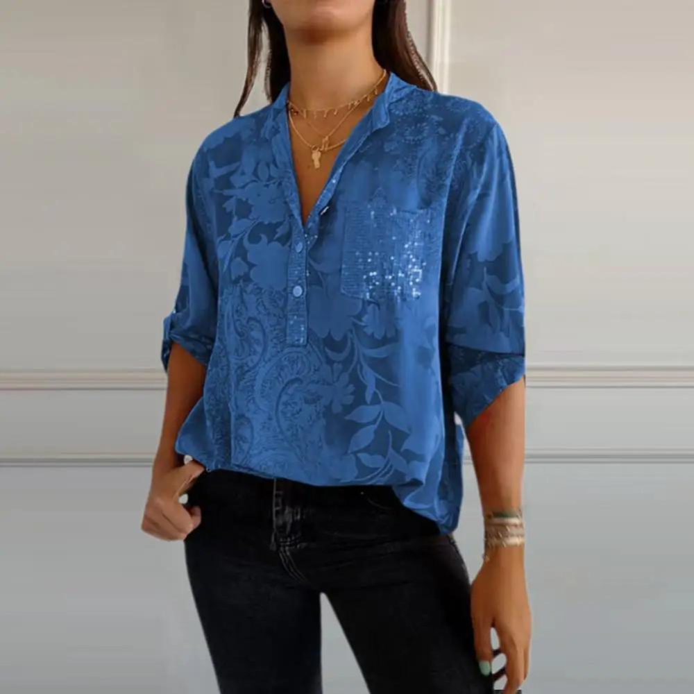Women's Long Sleeve Blouse – Blue