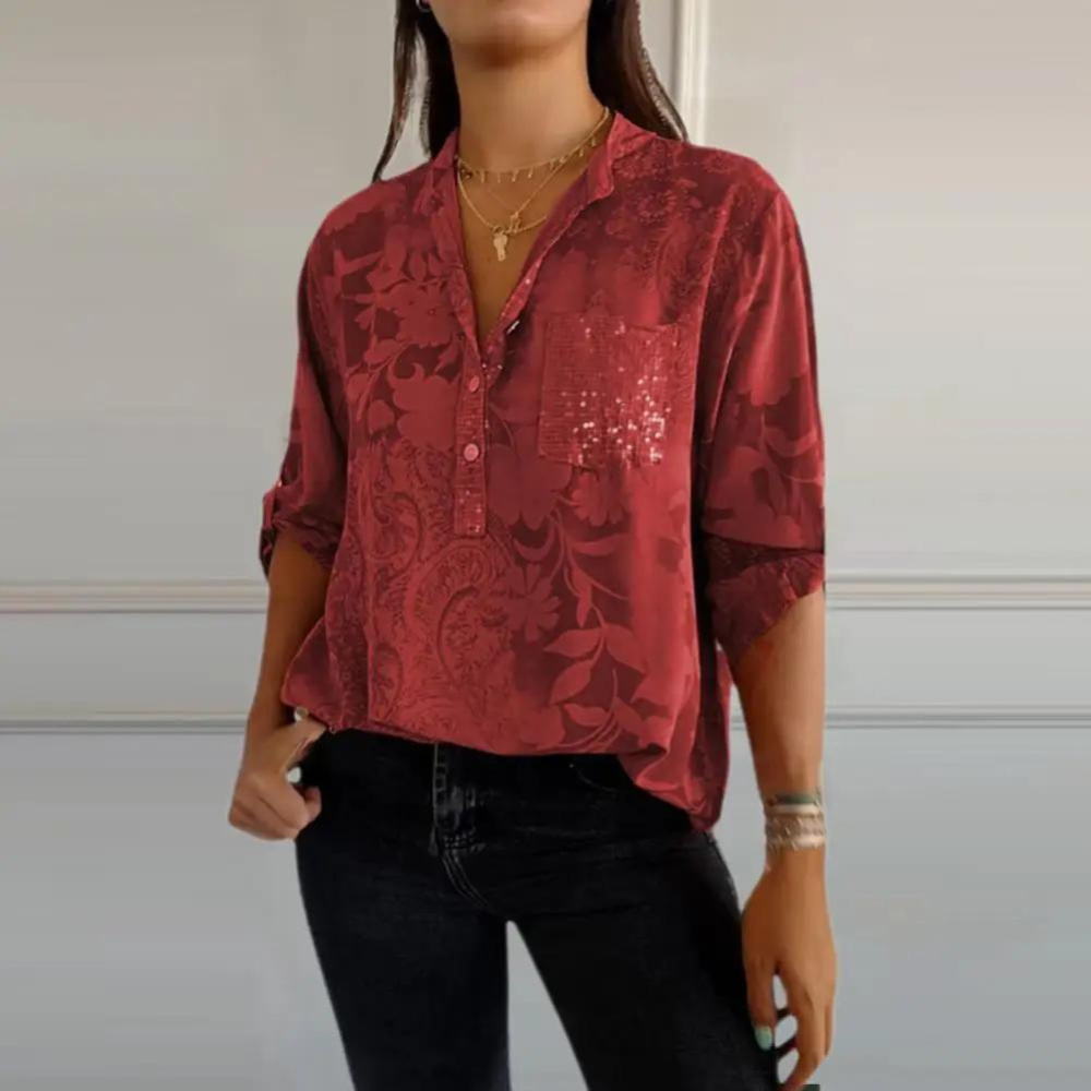 Women's Long Sleeve Blouse – Red