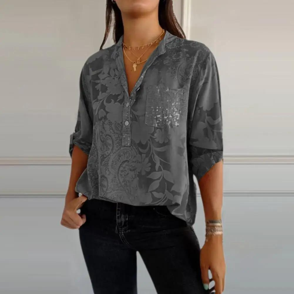 Women's Long Sleeve Blouse – Grey