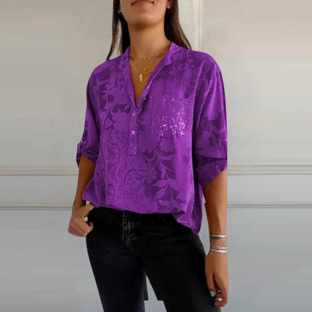 Women's Long Sleeve Blouse – Purple