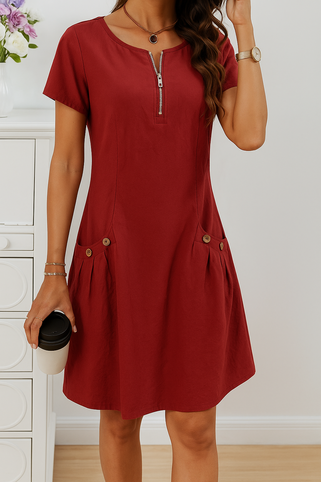 Women's Midi Dress – Red