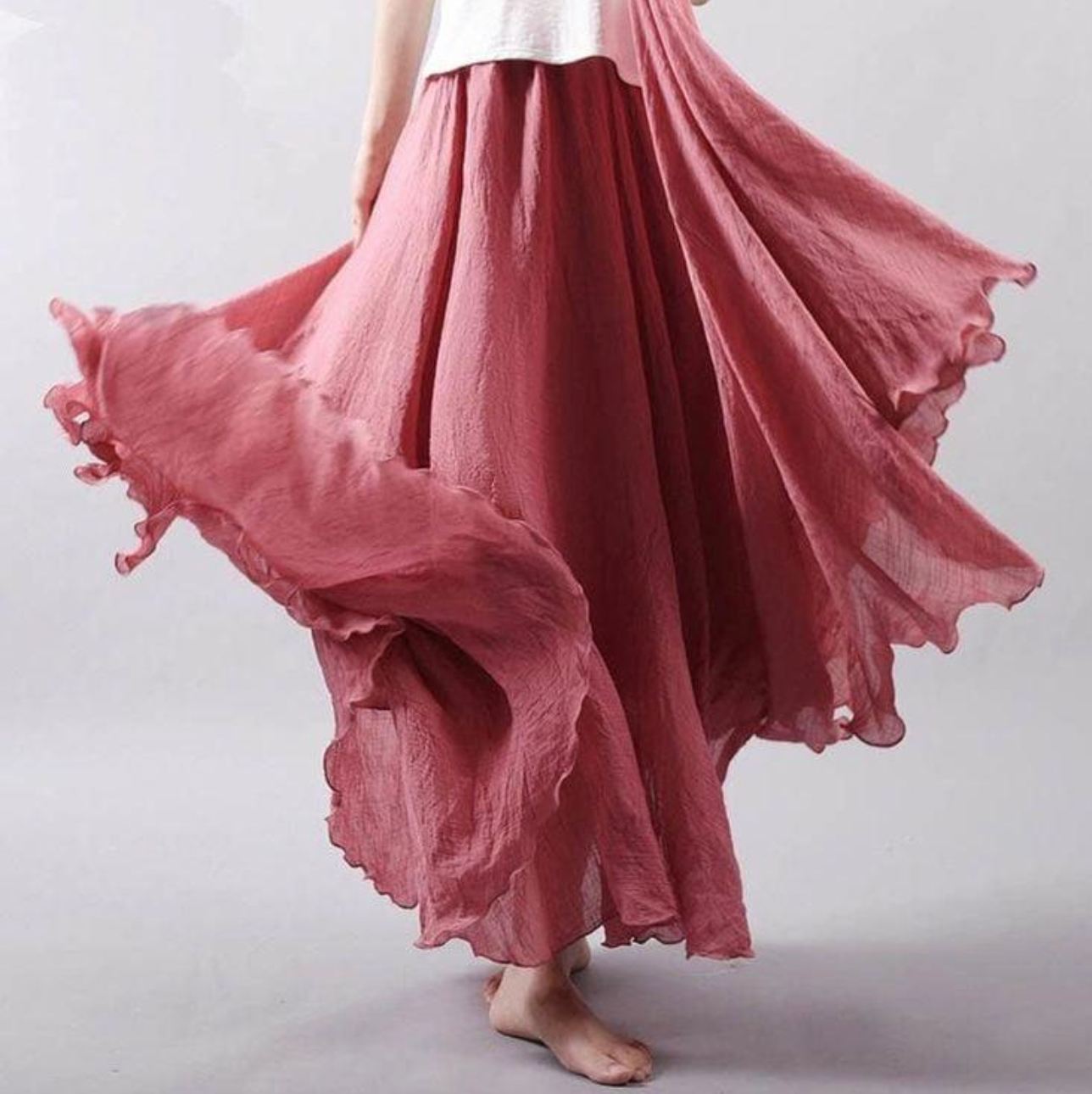 Women's Maxi Tiered Skirt – Dark Pink