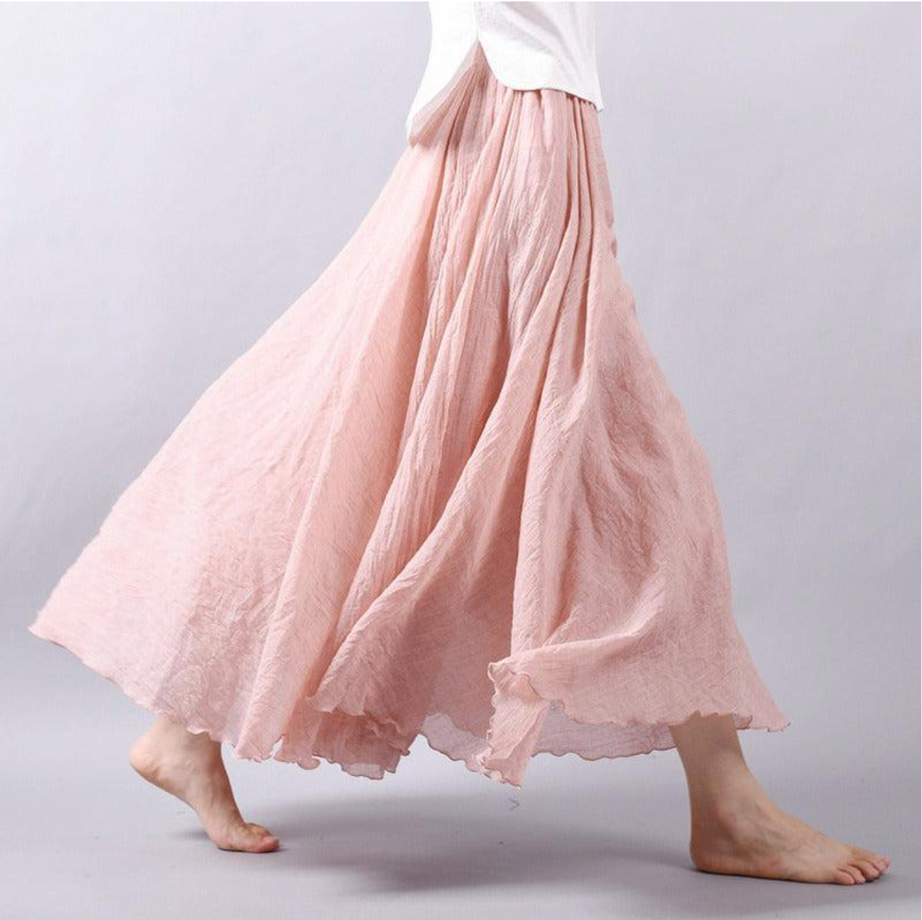 Women's Maxi Tiered Skirt – Light Pink