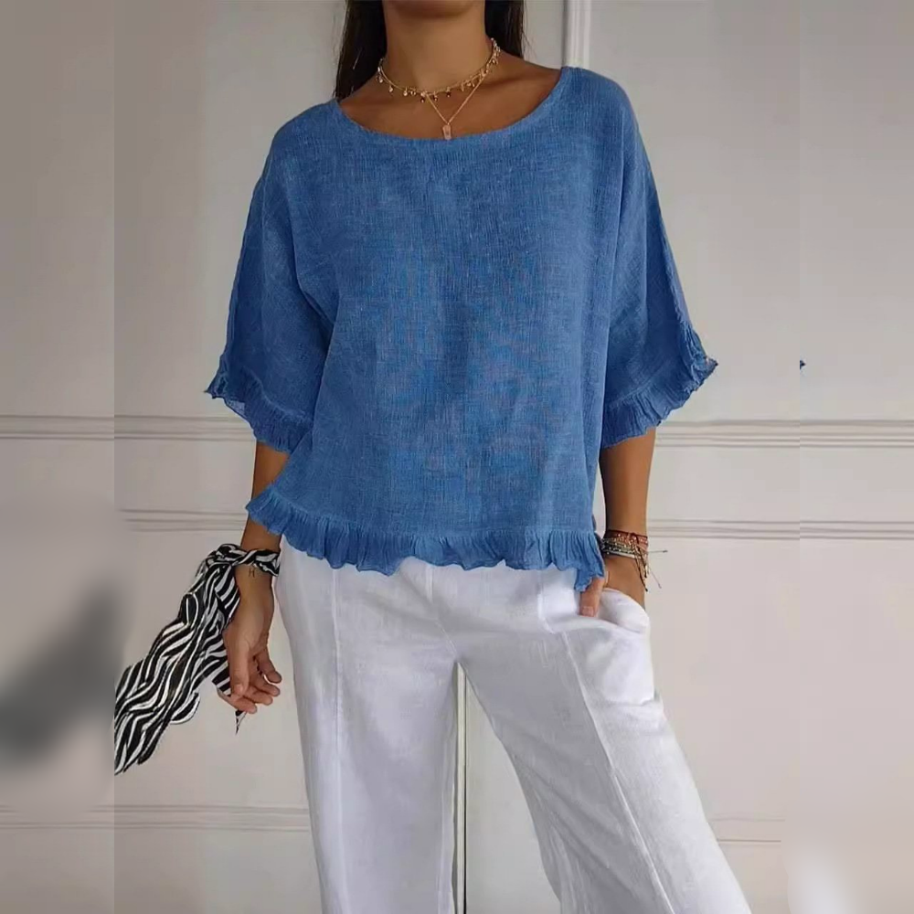 Women's Round Neck Long Sleeve Blouse