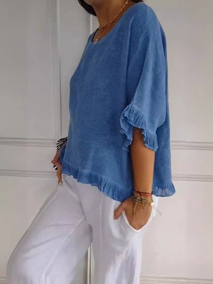 Women's Round Neck Long Sleeve Blouse