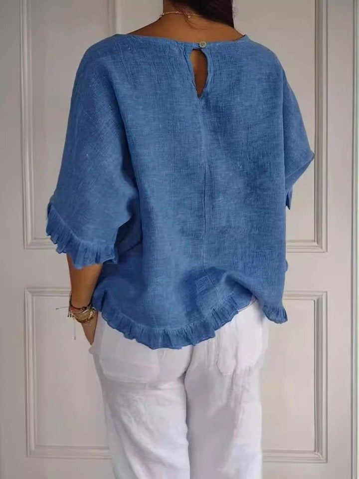 Women's Round Neck Long Sleeve Blouse