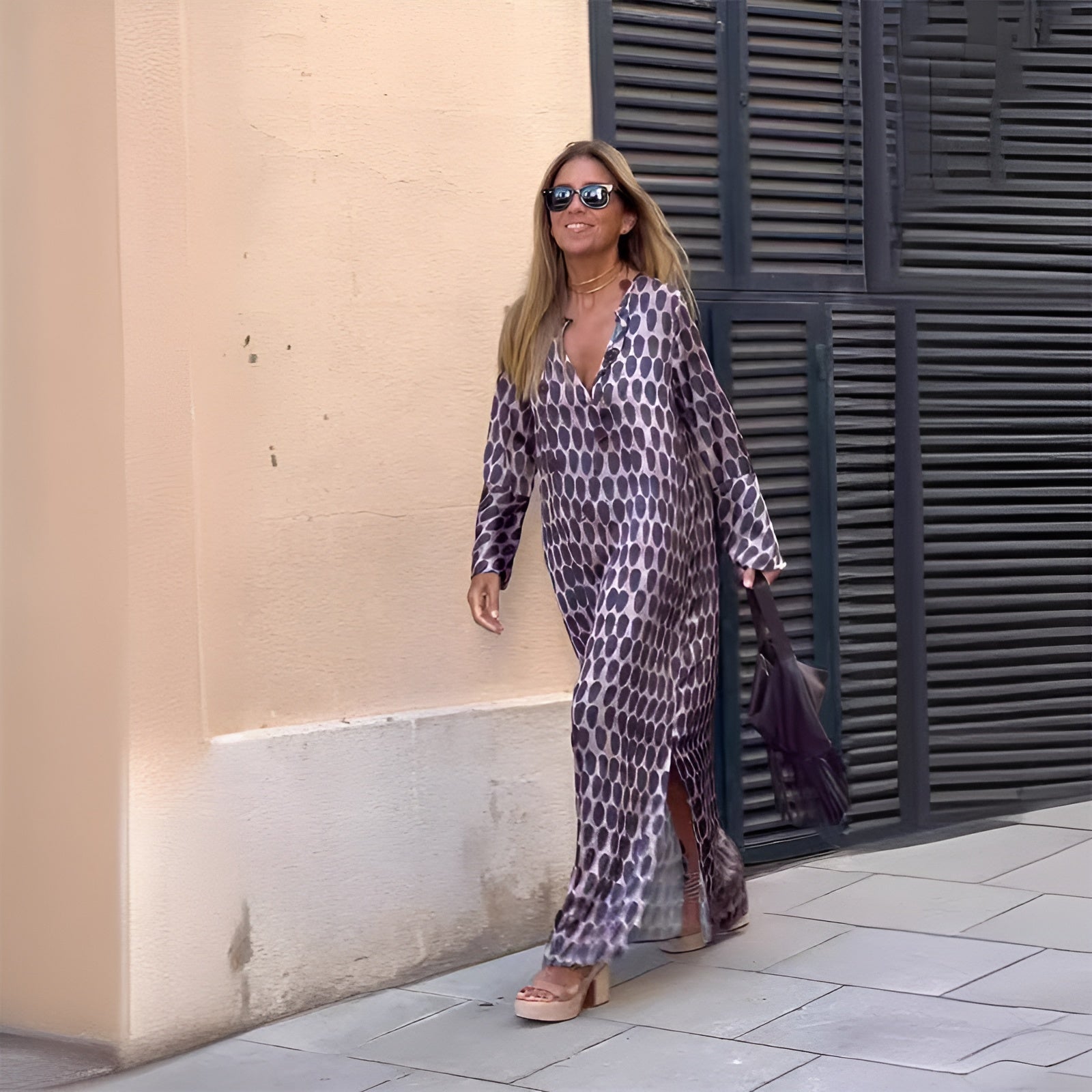 Women's V Neck Maxi Dress – Purple