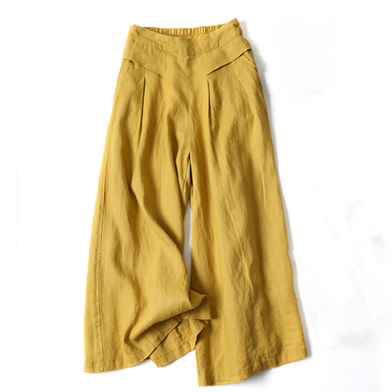 Women's Wide Leg High Waist Pants – Yellow