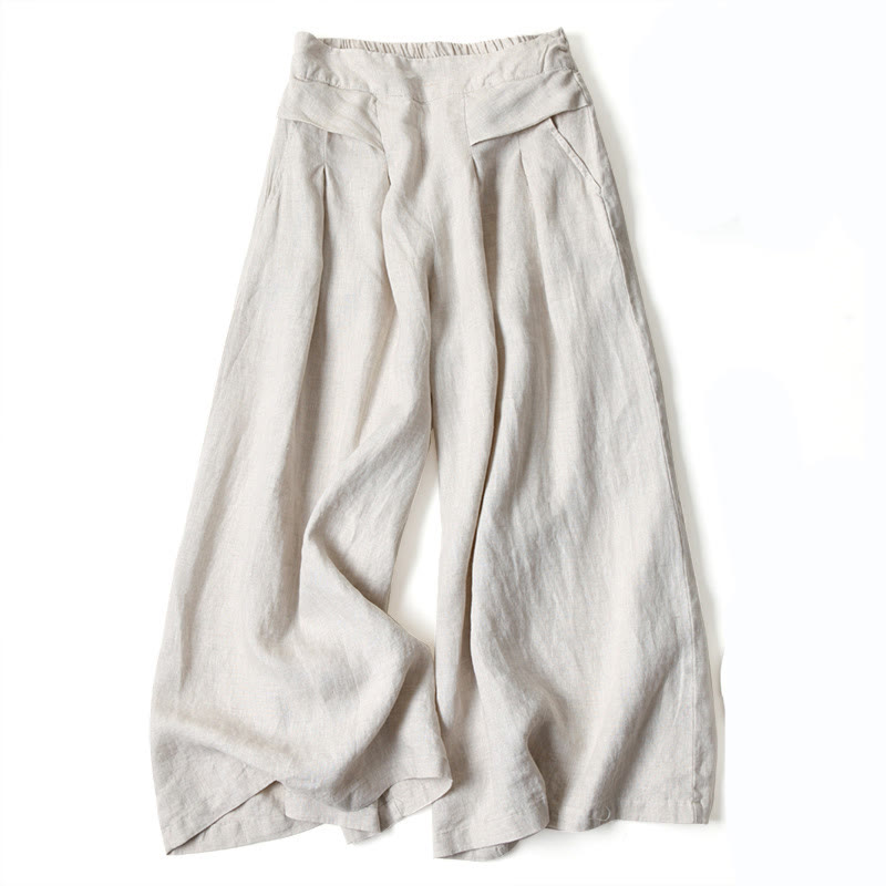 Women's Wide Leg High Waist Pants – Beige