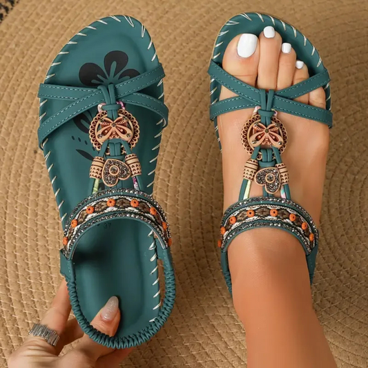 Women's Strappy Sandals – Dark Green