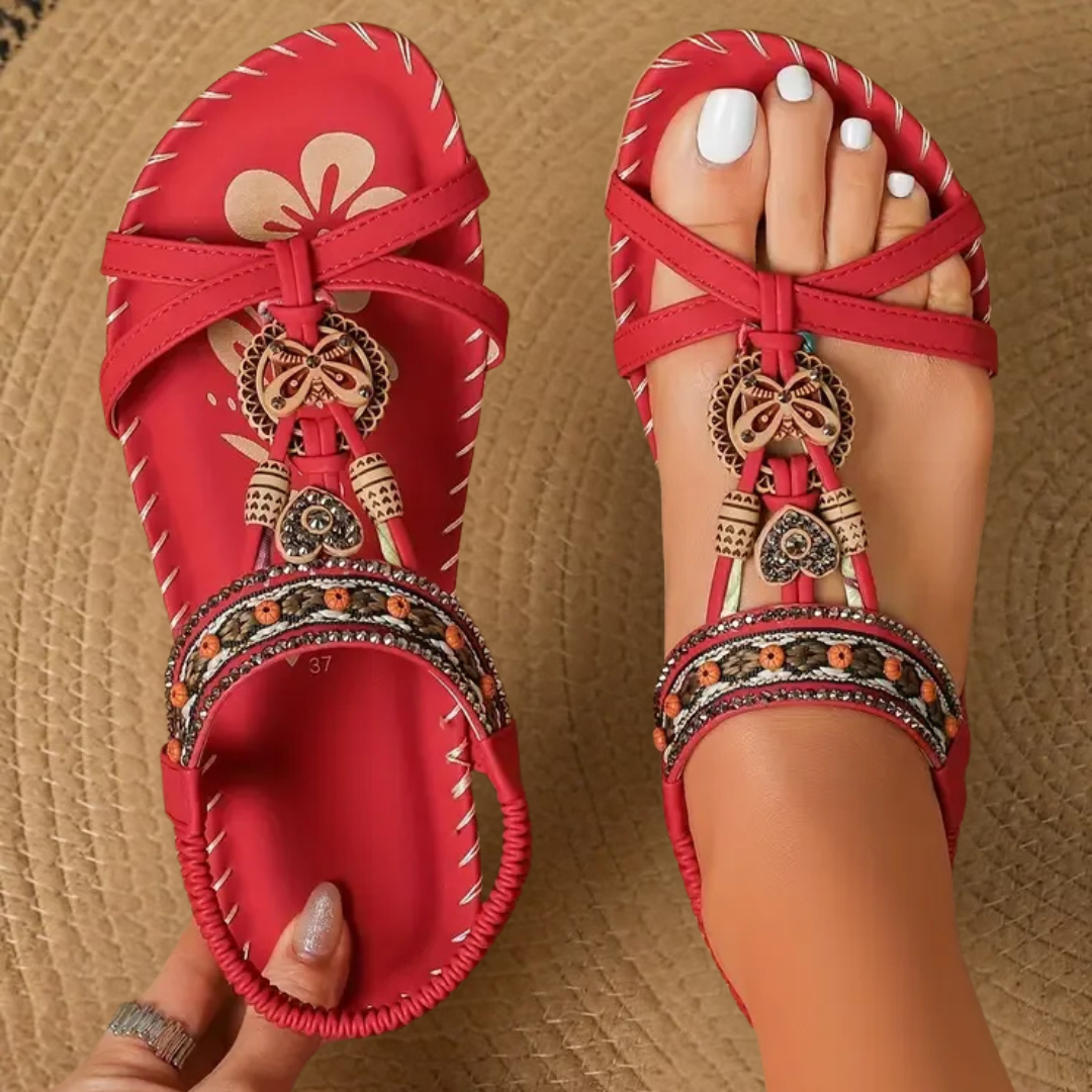 Women's Strappy Sandals – Red
