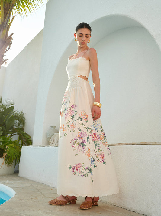 Women's Square Neck Maxi Dress – Apricot