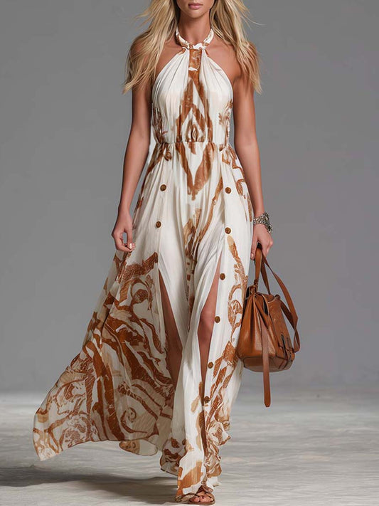 Women's Halter Maxi Dress – Cream