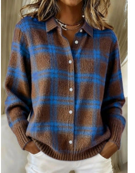 Women's Long Sleeve Shirt – Brown/blue