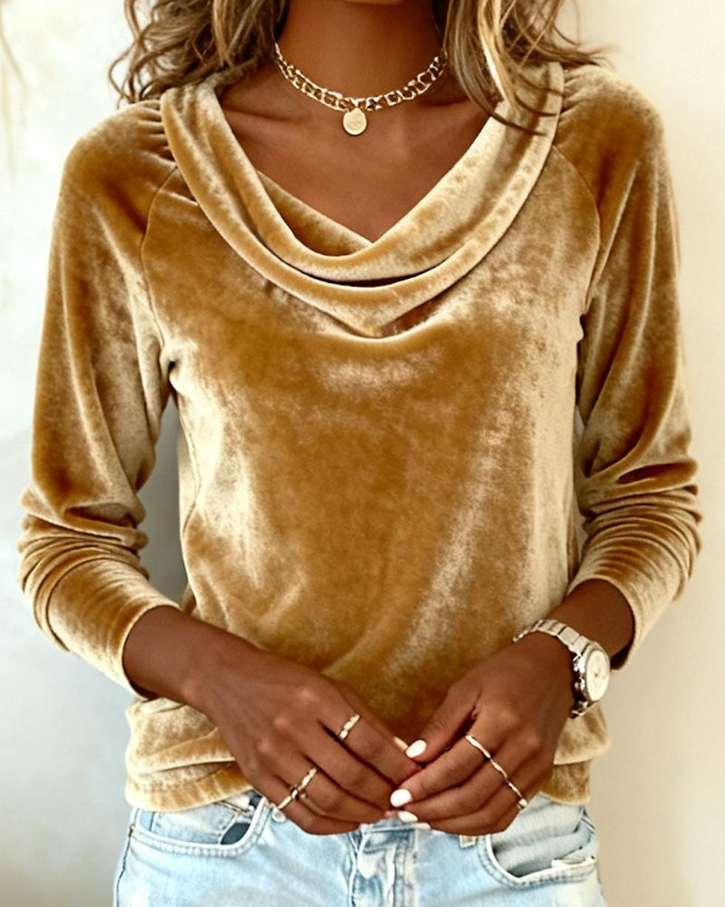 Women's Cowl Neck Long Sleeve Blouse