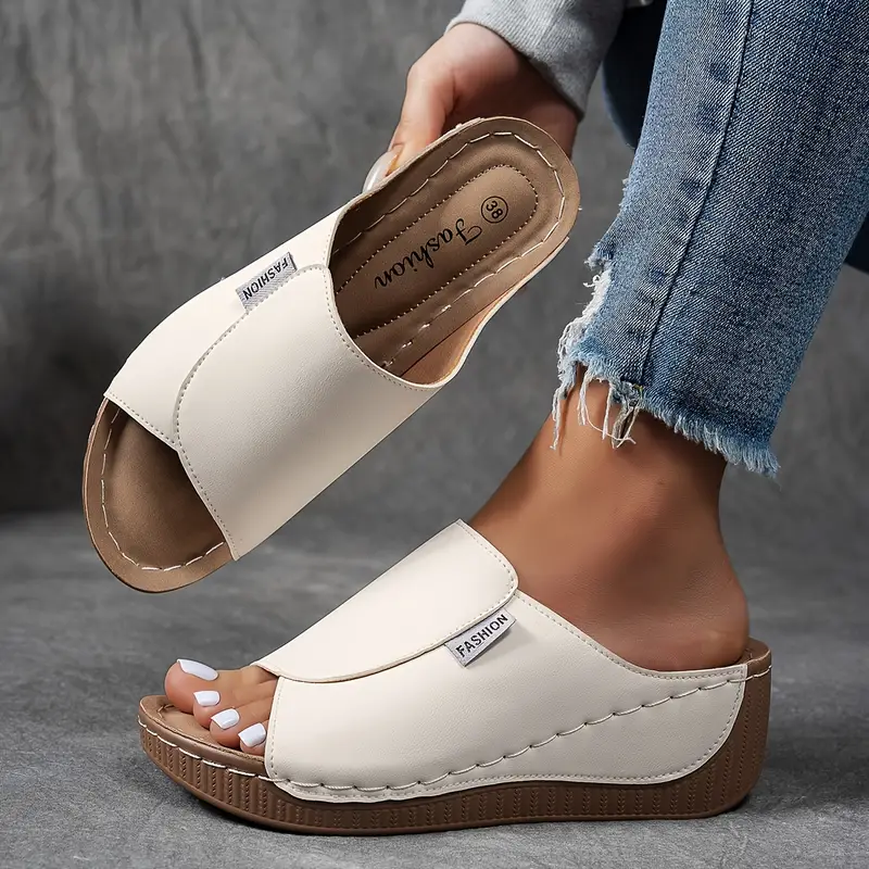 Women's Platform Slide Sandals – White