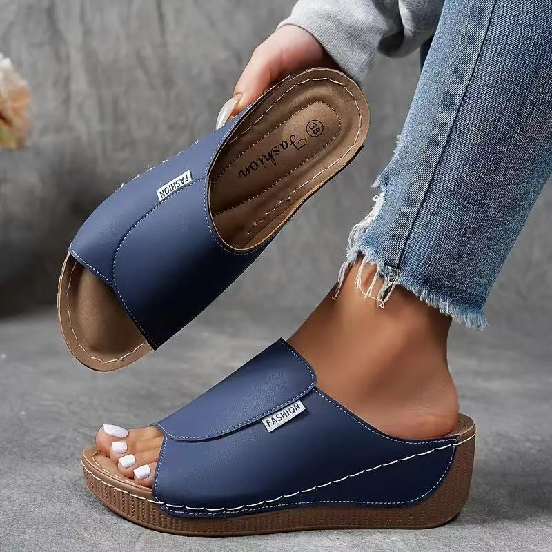 Women's Platform Slide Sandals – Blue