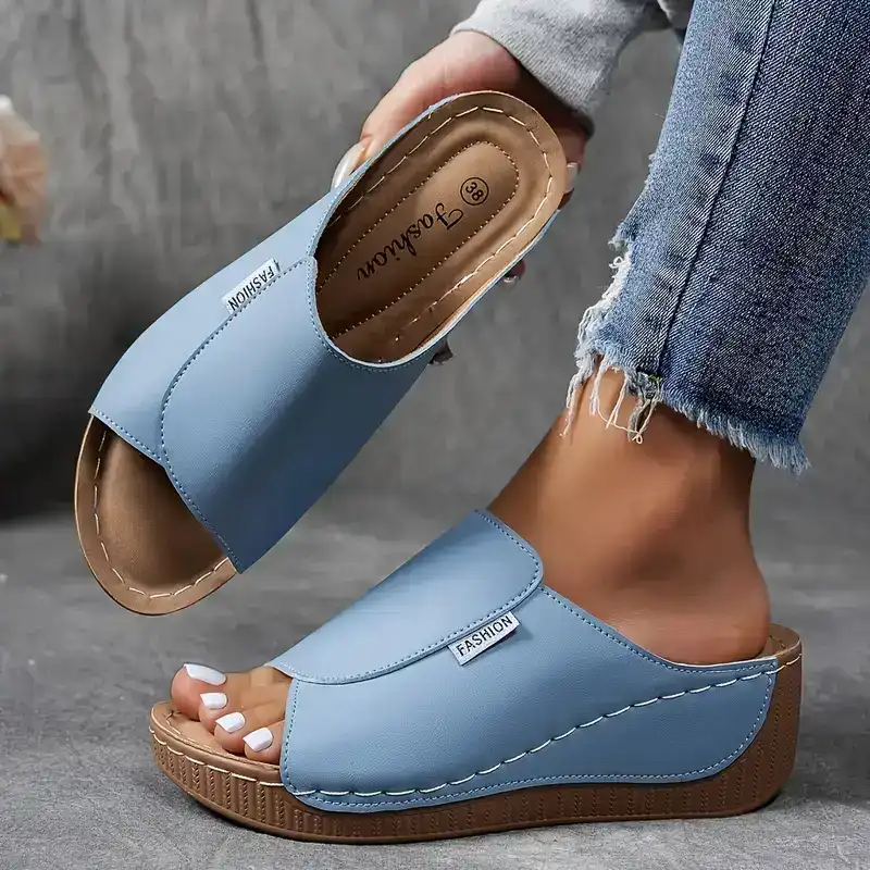 Women's Platform Slide Sandals – Light Blue