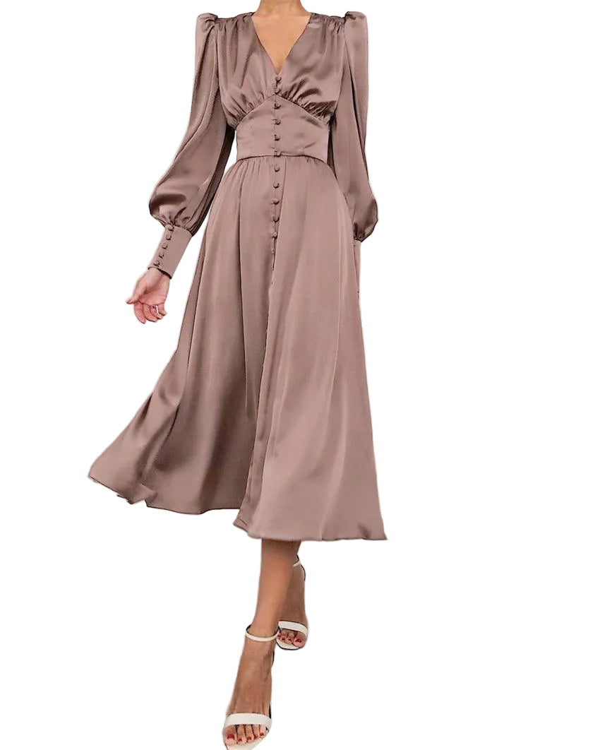Women's V Neck Midi Dress