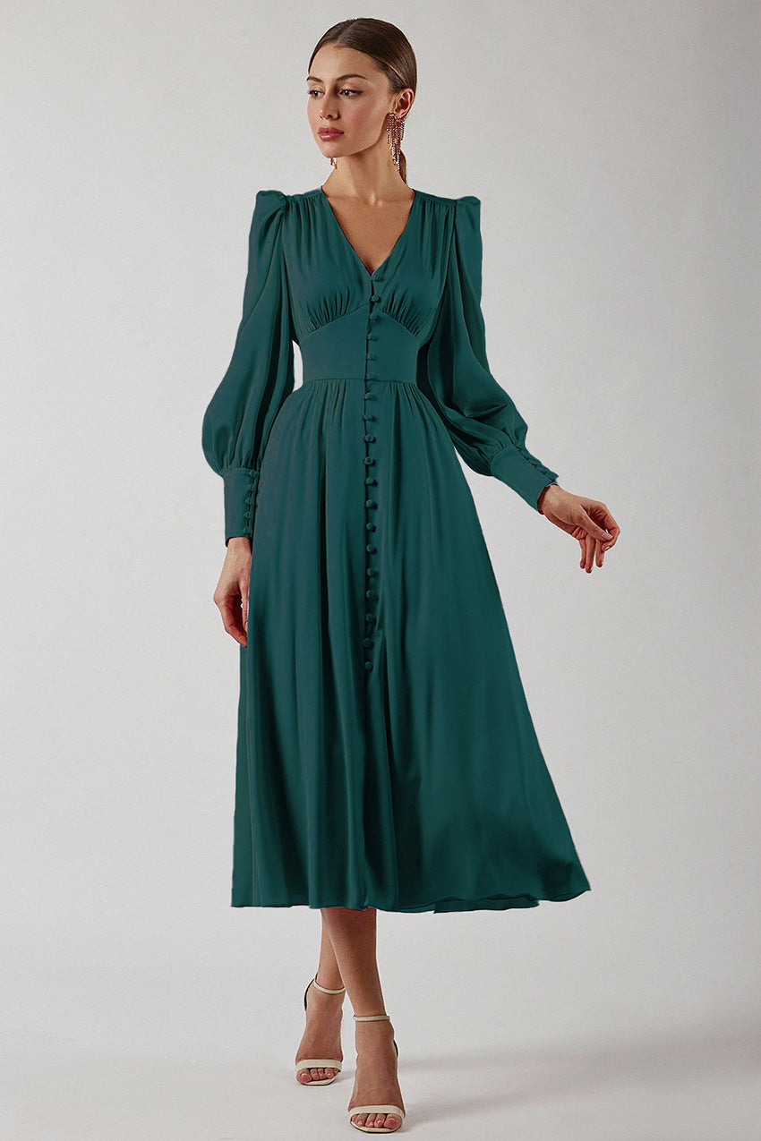 Women's V Neck Midi Dress