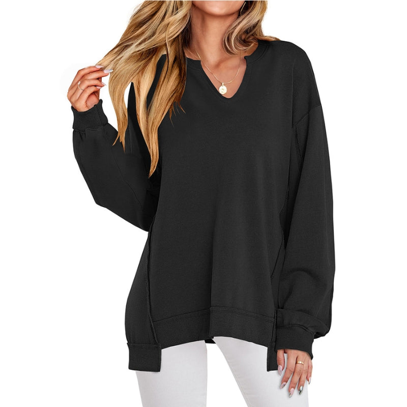 Women's V Neck Blouse – Black