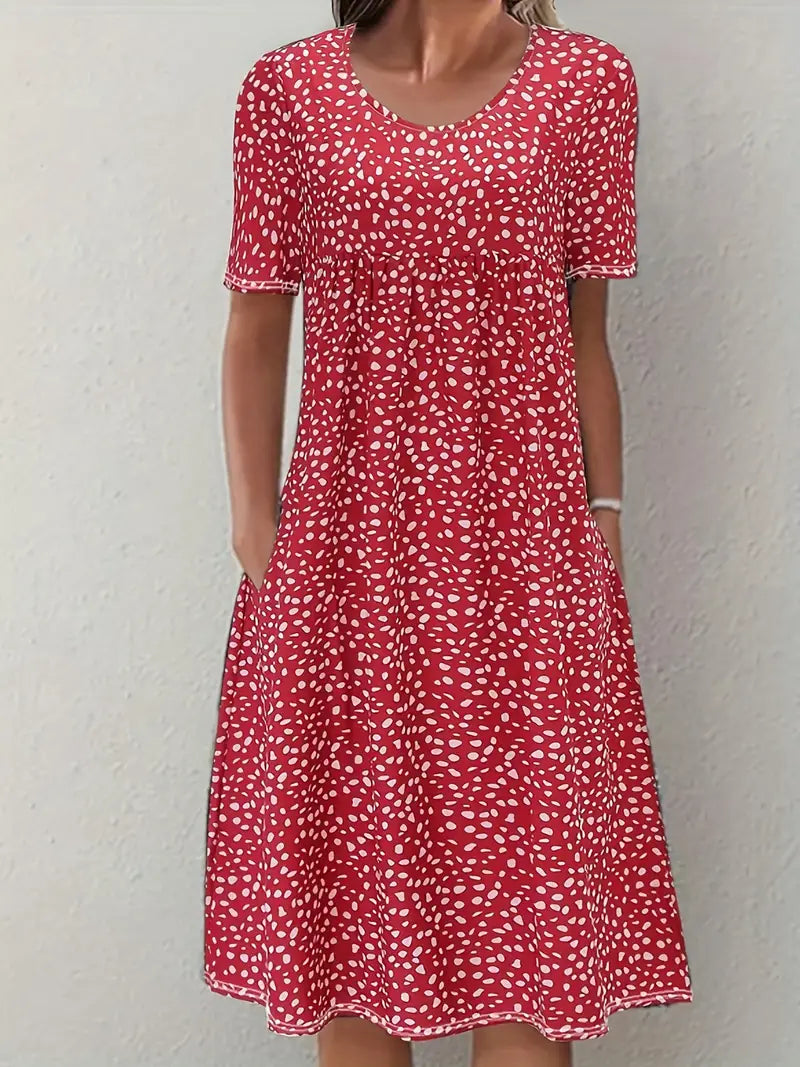Women's V Neck Midi Dress – Red