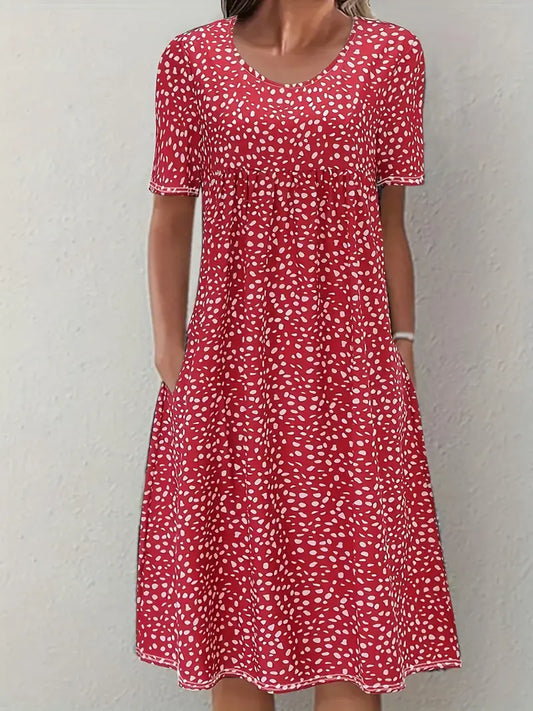 Women's V Neck Midi Dress – Red