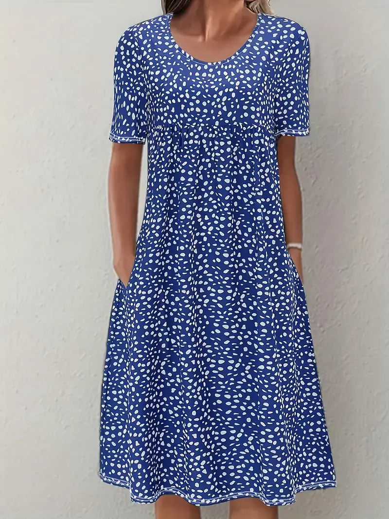 Women's V Neck Midi Dress – Blue