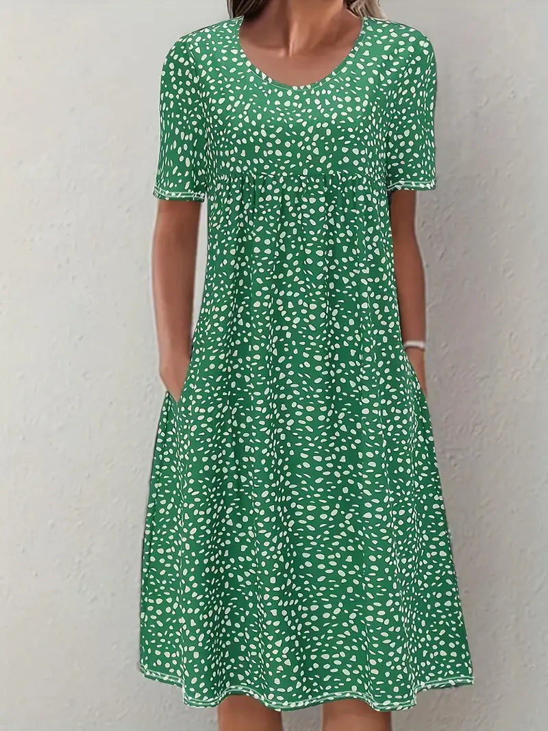 Women's V Neck Midi Dress – Green