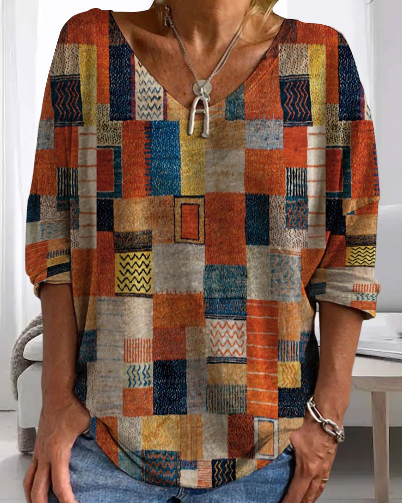 Women's V Neck Long Sleeve Blouse