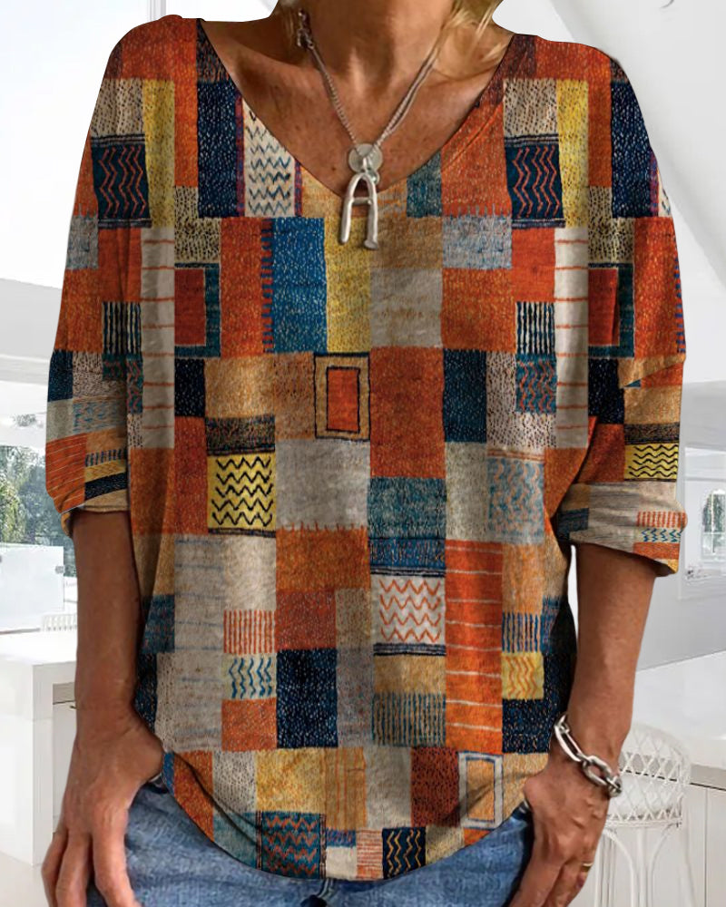 Women's V Neck Long Sleeve Blouse