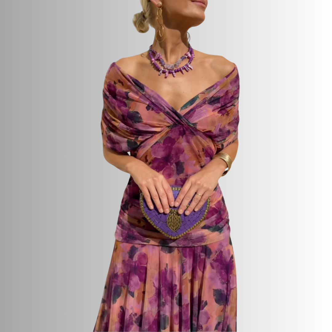 Women's Off Shoulder Maxi Dress – Purple