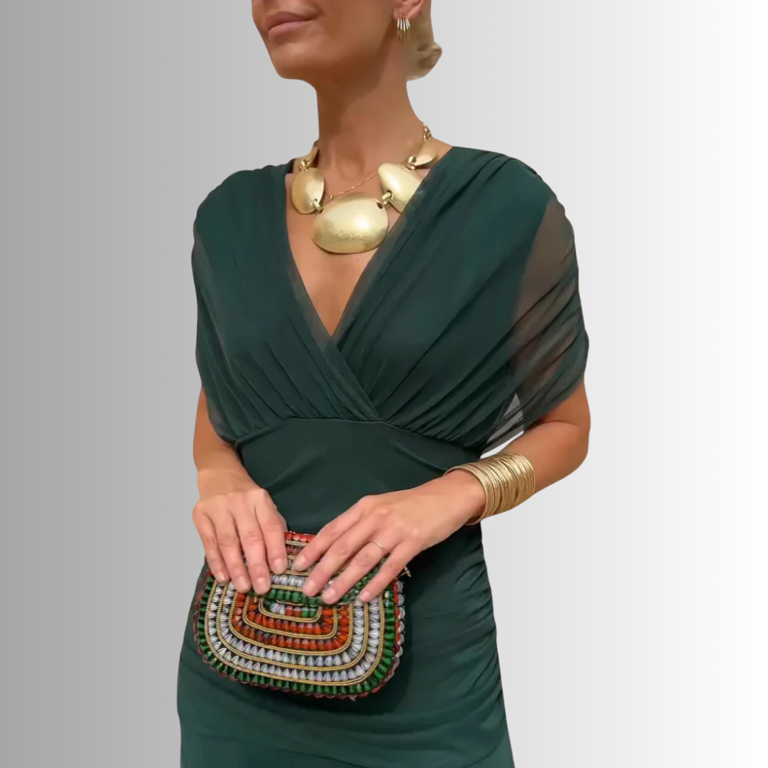 Women's Off Shoulder Maxi Dress – Green