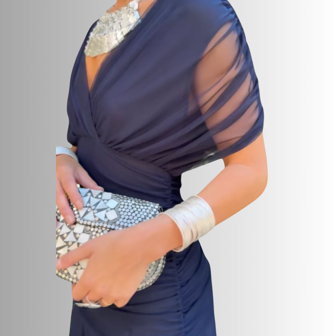 Women's Off Shoulder Maxi Dress – Blue