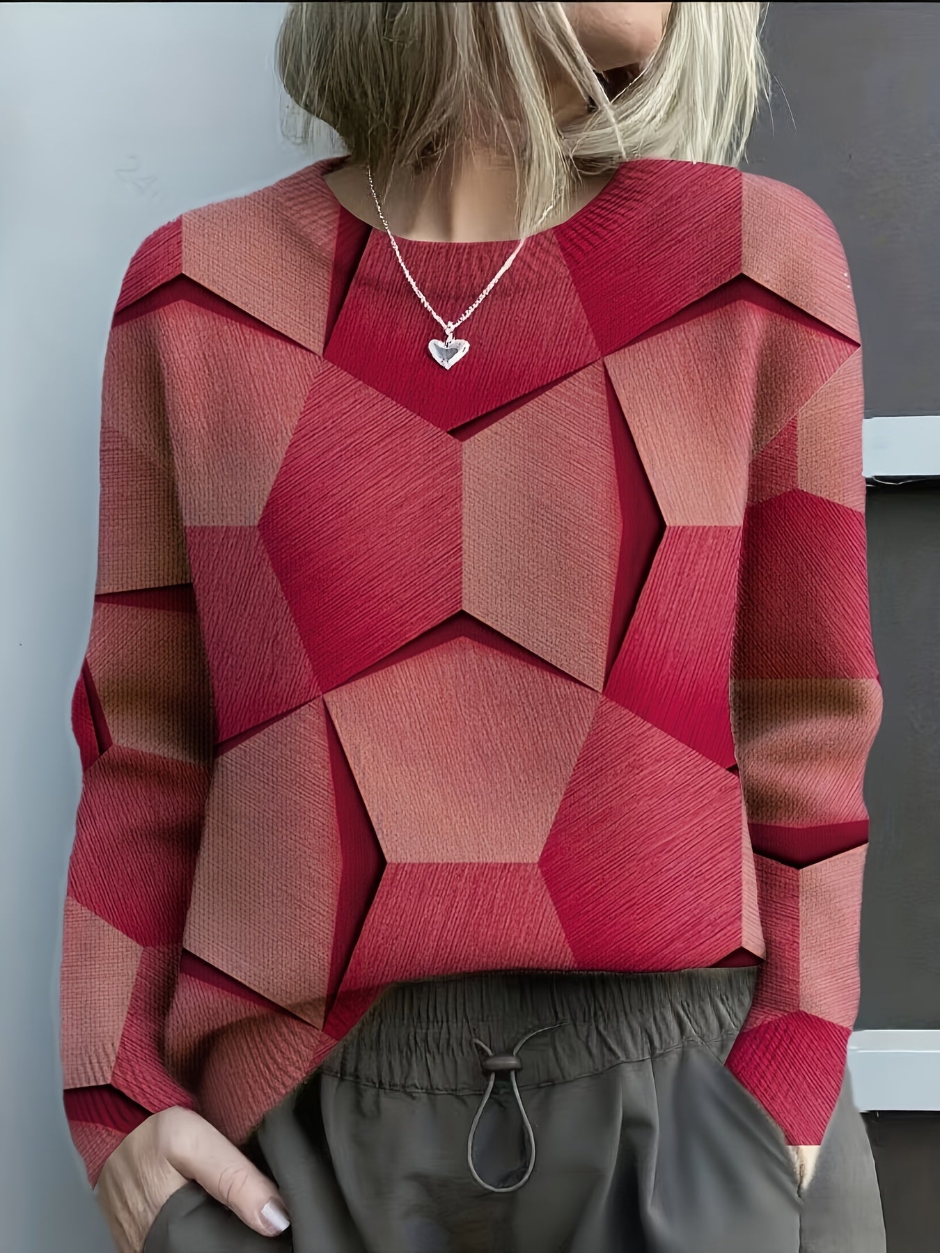Women's Long Sleeve Sweater – Red