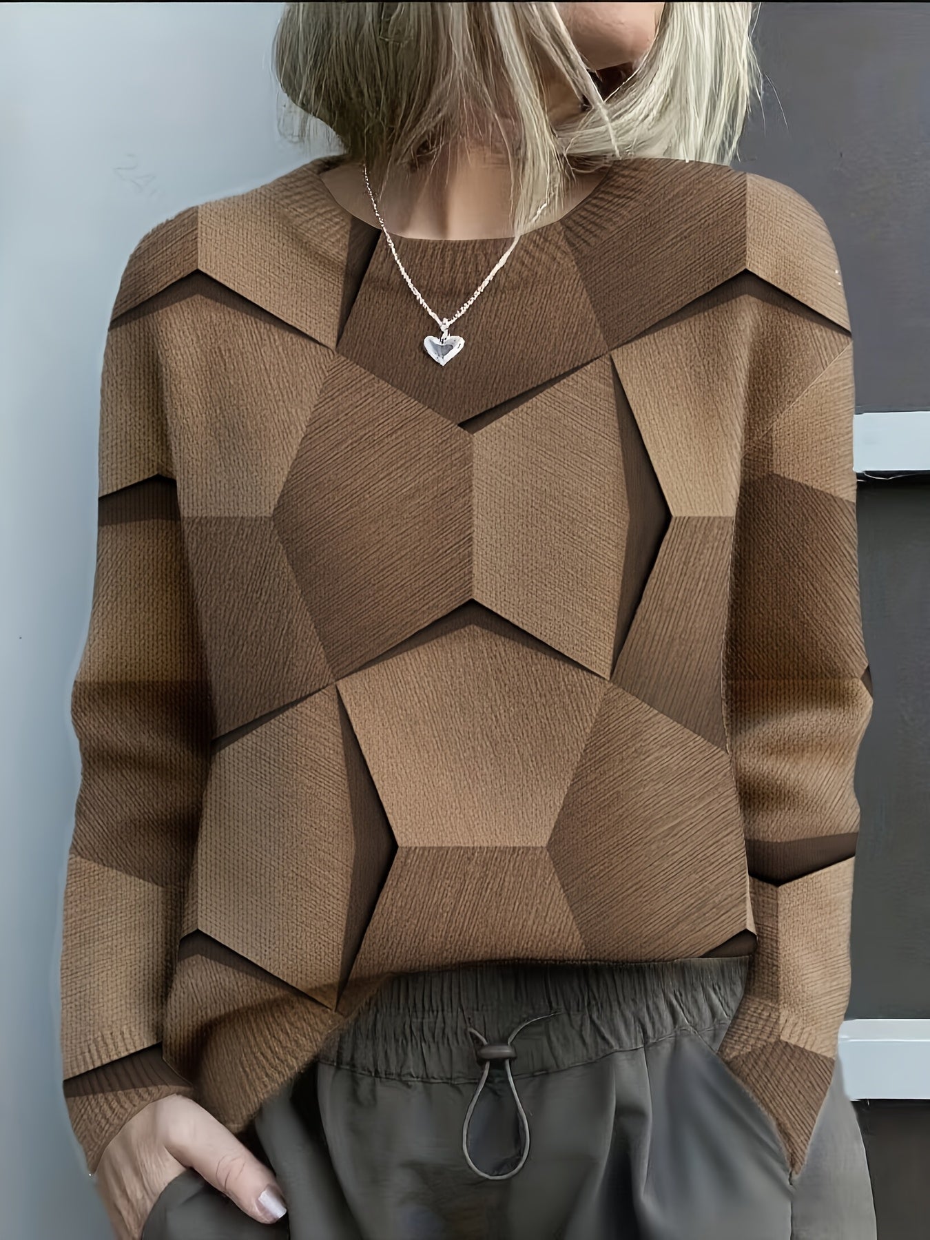 Women's Long Sleeve Sweater – Brown